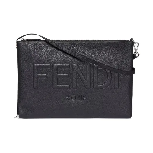 Fendi , Black Leather Fendi Clutch Bag ,Black male, Sizes: ONE SIZE