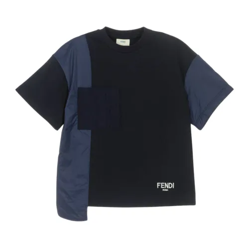 Fendi , Blue Logo Sweater for Kids ,Blue male, Sizes: