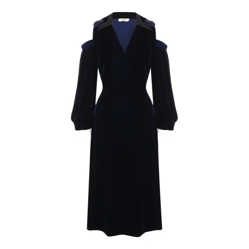 Fendi , Blue Velvet Midi Dress ,Blue female, Sizes: