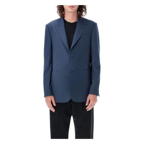 Fendi , Blue Wool Jacket - Classic Style Ss23 ,Blue male, Sizes: