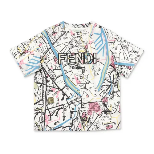 Fendi , Bold Printed White T-Shirt ,White male, Sizes: