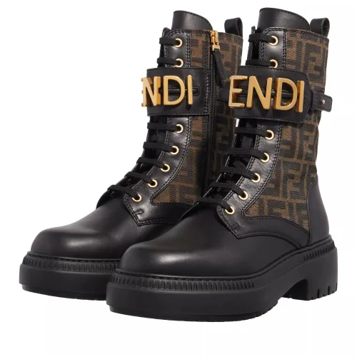 Fendi Boots & Ankle Boots - Biker Boots With Logo Lettering Detail In Leather - black - Boots & Ankle Boots for ladies