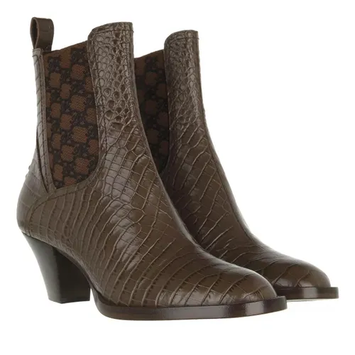 Fendi Boots & Ankle Boots - Karligraphy Heeled Ankle Boots Leather - brown - Boots & Ankle Boots for ladies