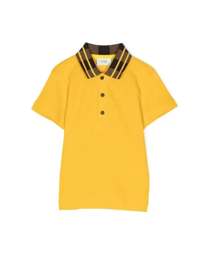 Fendi Boys Sun Piquet Polo Shirt - Yellow