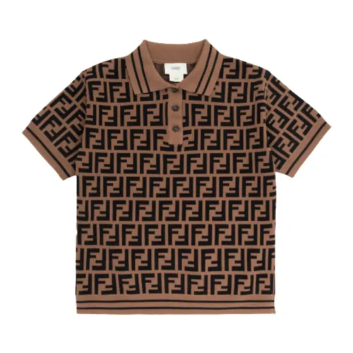Fendi , Brown FF Pattern Polo Shirt ,Brown male, Sizes: