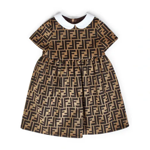 Fendi , Brown Flared Dress with FF Logo ,Brown female, Sizes: