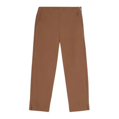Fendi , Brown Gabardine Elastic Waistband Trousers ,Brown male, Sizes: