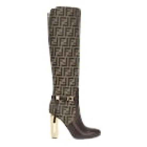 Fendi , Brown Leather High Heel Boot ,Brown female, Sizes: