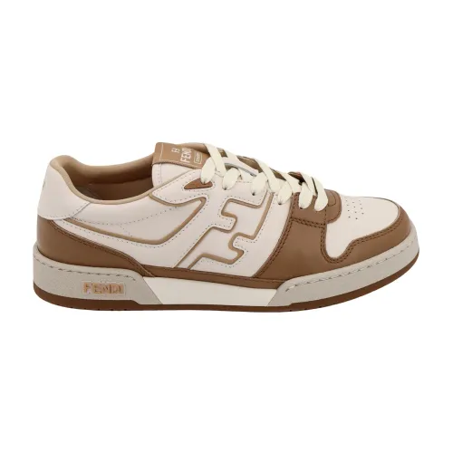 Fendi , Brown Leather Sneakers ,Multicolor male, Sizes: