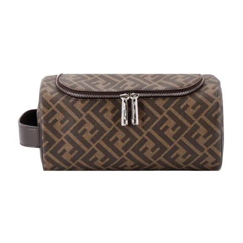 Fendi , Brown Men's Beauty Case with Zipper ,Brown male, Sizes: ONE SIZE