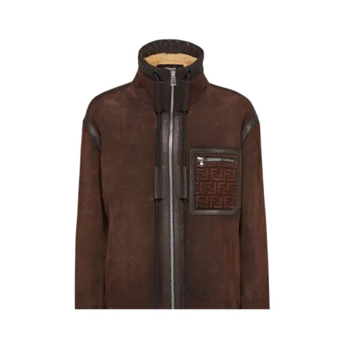 Fendi , Brown Shearling Oversize Jacket ,Brown male, Sizes: