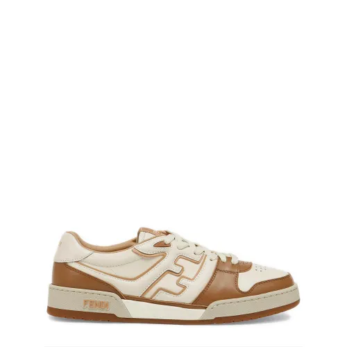 Fendi , Brown Sneakers White Leather Rubber Sole ,Multicolor male, Sizes: