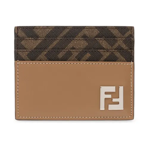 Fendi , Card case with logo ,Brown male, Sizes: ONE SIZE