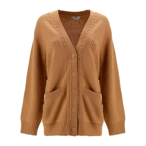 Fendi , Cashmere Knit Cardigan for Women ,Brown female, Sizes: