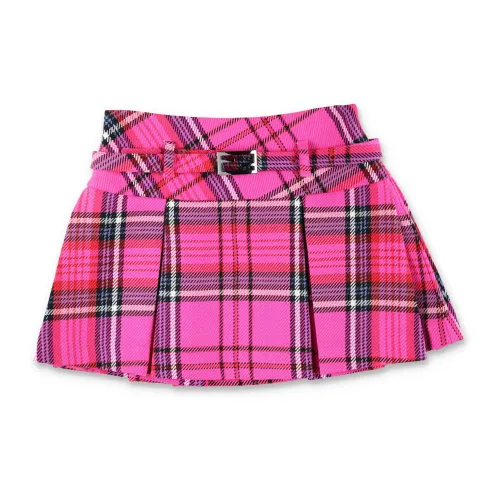 Fendi , Checkered Mini Skirt ,Pink female, Sizes: