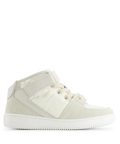 Fendi Childrens Unisex Kids vory Faux Leather High-Top Sneakers White