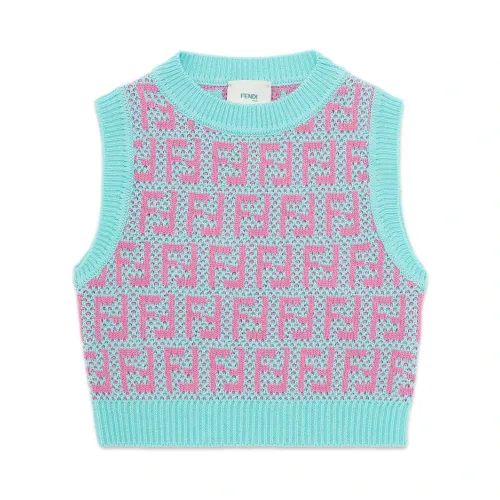 Fendi , Clear Blue Crochet Cotton Sweater ,Multicolor female, Sizes: