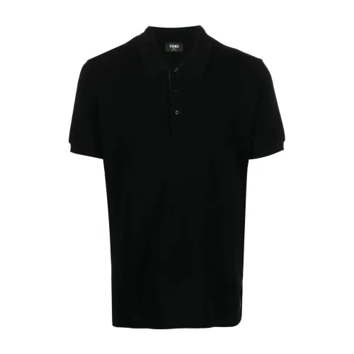 Fendi , Concealed FF-Trim Polo Shirt ,Black male, Sizes: