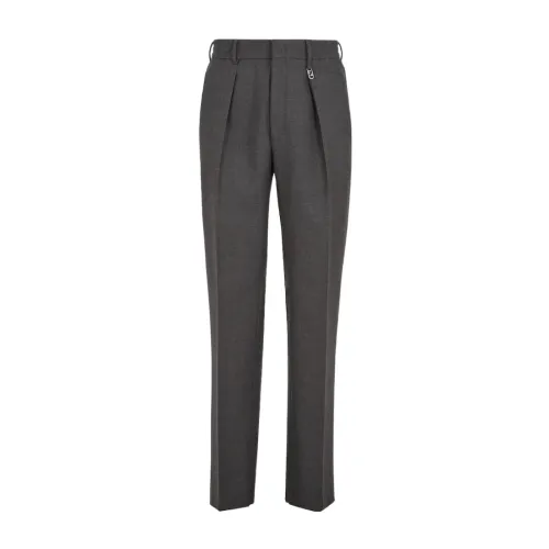 Fendi , Dark Grey Straight Cut Pants with Elastic Waistband ,Gray male, Sizes: