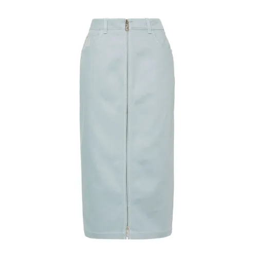 Fendi , Denim Midi Skirt ,Blue female, Sizes: