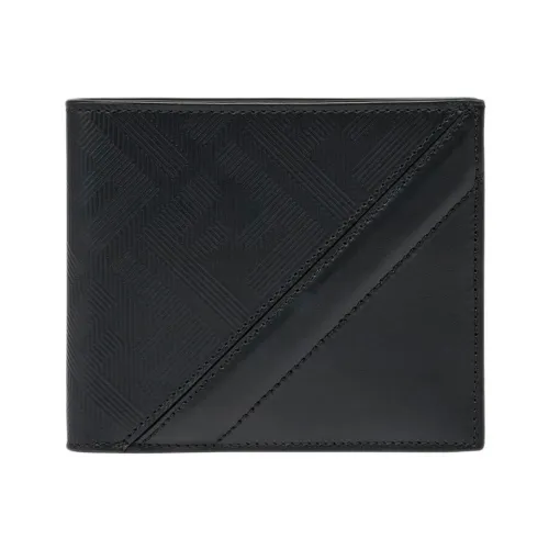Fendi , Elegant Leather Wallet with Diagonal Detail ,Black male, Sizes: ONE SIZE