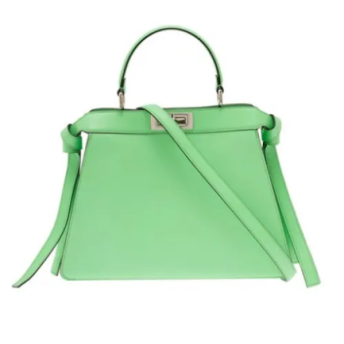 Fendi , Elegant Mint Green Leather Tote Bag ,Green female, Sizes: ONE SIZE