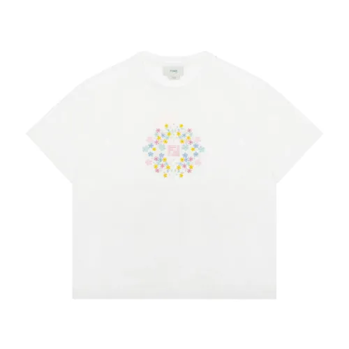 Fendi , Embroidered Floral T-shirt ,White female, Sizes: