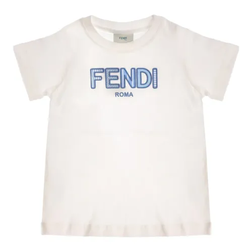 Fendi , Fendi Kids Logo T-Shirt ,White male, Sizes:
