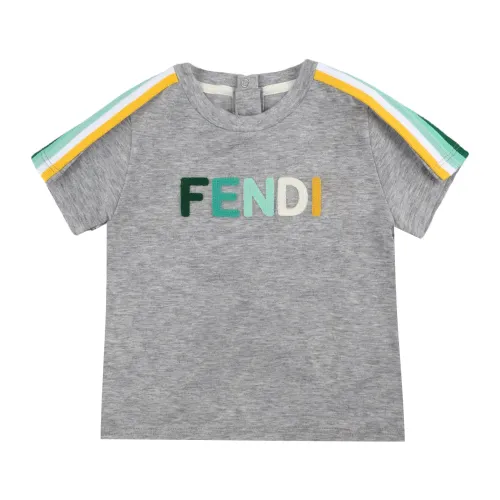 Fendi , Fendi Kids T-Shirt ,Gray male, Sizes: