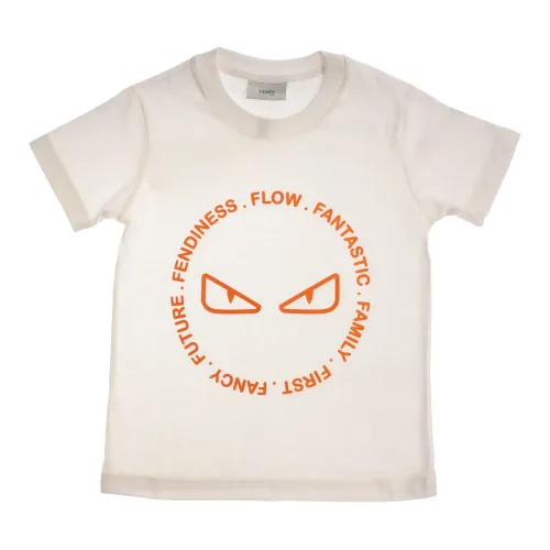 Fendi , Fendi Kids T-Shirt ,White male, Sizes: