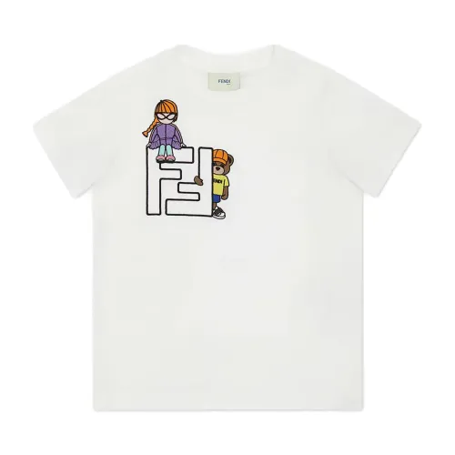 Fendi , Fendi T-Shirt ,White female, Sizes: