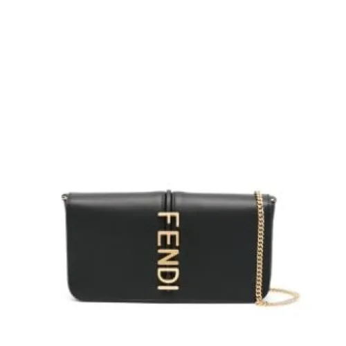 Fendi , Fendigraphy Leather Clutch Bag ,Black female, Sizes: ONE SIZE