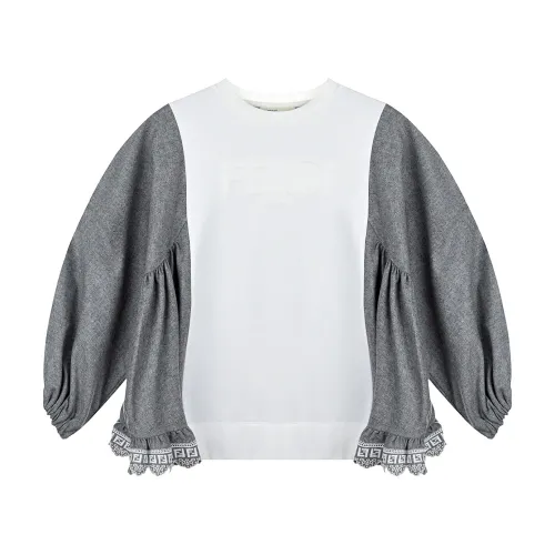 Fendi , FF Logo Sweatshirt Grey Cotton ,Gray female, Sizes: