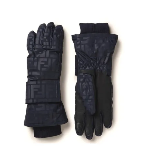 Fendi , FF Motif Ski Gloves ,Blue female, Sizes: S, M