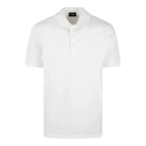 Fendi , FF Pique` Polo Shirt ,White male, Sizes: