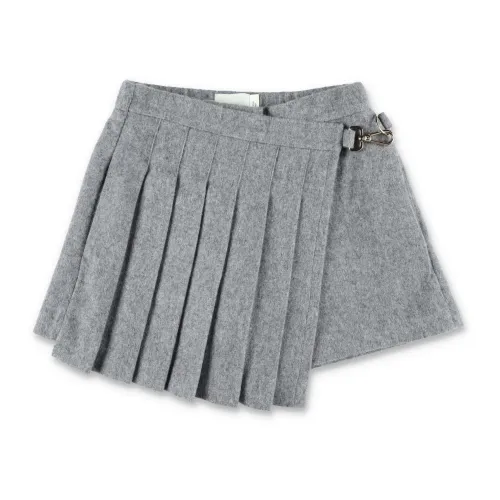 Fendi , Flannel Pleated Junior Skort ,Gray female, Sizes: