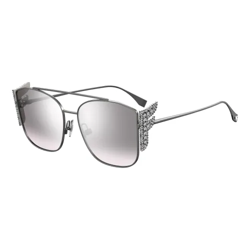 Fendi , Freedom Sunglasses Ruthenium/Grey Shaded ,Gray female, Sizes: