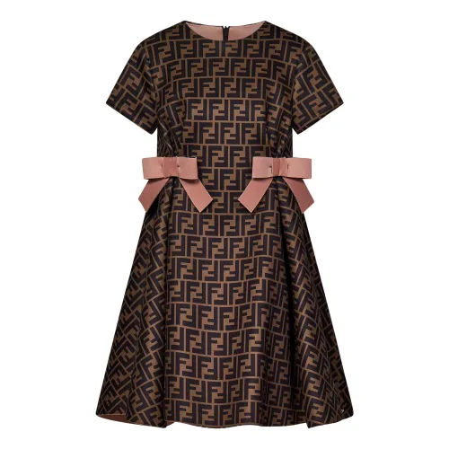 Fendi , Girl's Clothing Dress Brown Ss24 ,Multicolor female, Sizes: