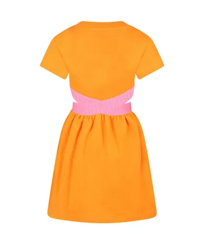 Fendi Girls FF Cut Out Dress Orange