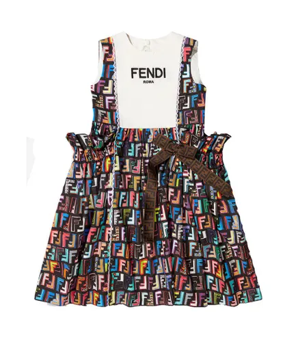 Fendi Girls FF Print Dress Multicolour - Black