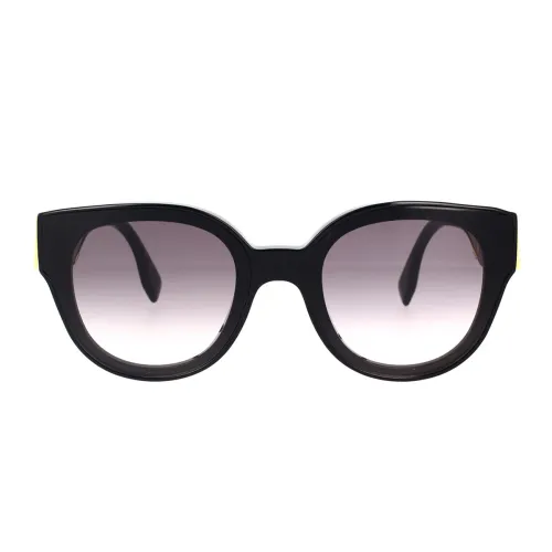 Fendi , Glamorous Round Sunglasses with Dark Grey Lens ,Black male, Sizes: