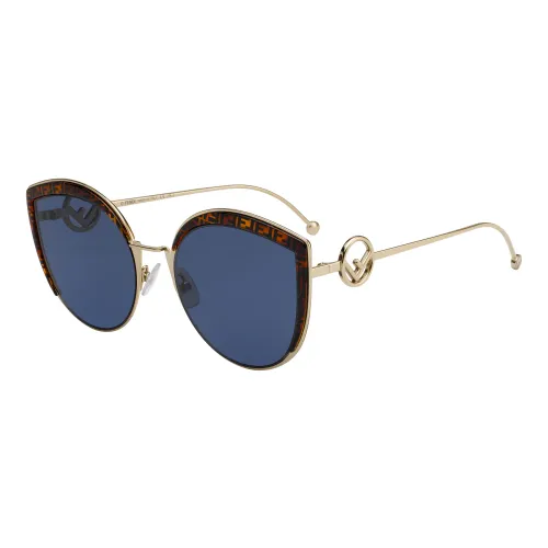 Fendi , Gold Havana/Blue Sunglasses FF 0290/S ,Brown female, Sizes: