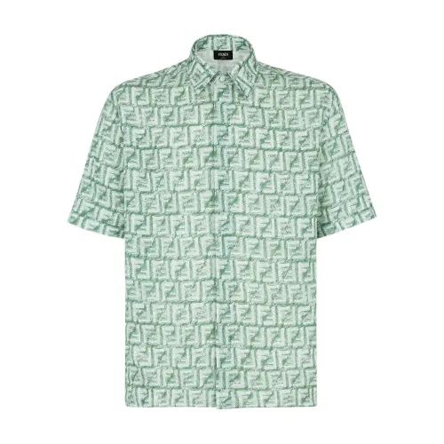Fendi , Green Fringed Shirt Italian Style ,Green male, Sizes: