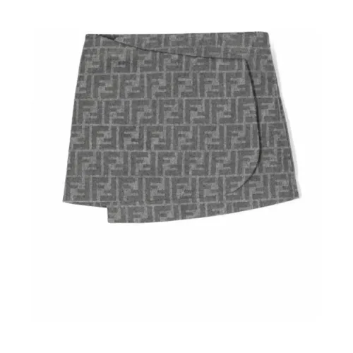 Fendi , Grey Wraparound Skirt ,Gray female, Sizes: