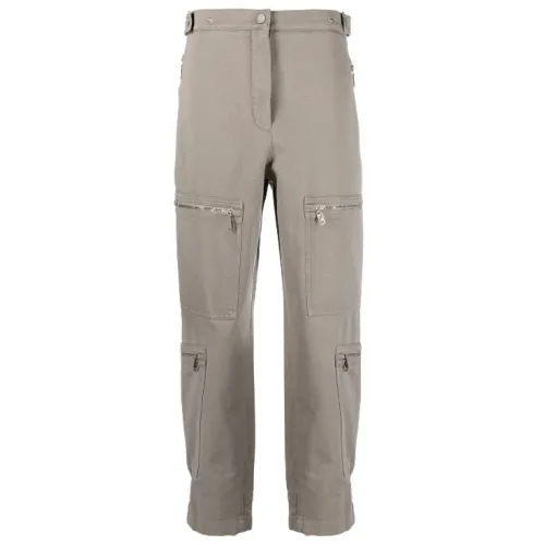 Fendi , Grey Zip-Detail Tapered Trousers ,Beige female, Sizes: