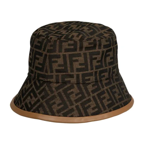 Fendi , Jacquard Bucket Hat ,Brown male, Sizes: