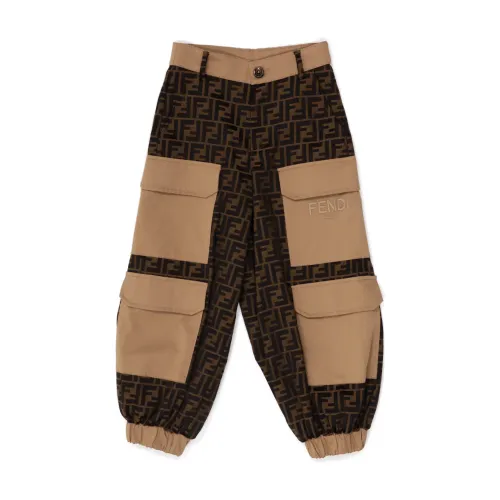 Fendi , Jacquard Pumpkin Trousers ,Brown male, Sizes: