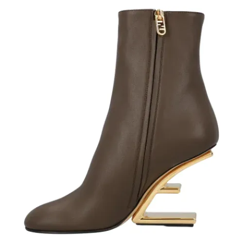 Fendi , Leather boots ,Brown female, Sizes: