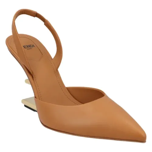 Fendi , Leather heels ,Brown female, Sizes: