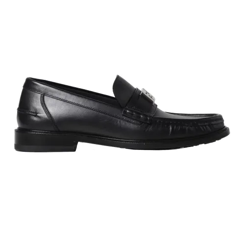 Fendi , Leather Loafers Round Toe Slip On ,Black male, Sizes: